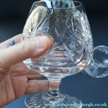 Load image into Gallery viewer, PAIR OF Vintage Edinburgh Crystal LARGE Brandy Glasses.  STAR OF EDINBURGH Pattern. 5 inches
