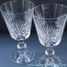 Load image into Gallery viewer, PAIR OF Vintage Edinburgh Crystal LARGE Water (or Red Wine) Goblet.  STAR OF EDINBURGH Pattern. 7 1/4 inches
