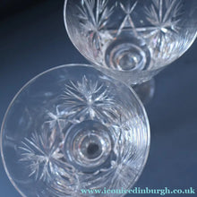 Load image into Gallery viewer, PAIR OF Vintage Edinburgh Crystal LARGE Water (or Red Wine) Goblet.  STAR OF EDINBURGH Pattern. 7 1/4 inches
