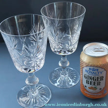 Load image into Gallery viewer, PAIR OF Vintage Edinburgh Crystal LARGE Water (or Red Wine) Goblet.  STAR OF EDINBURGH Pattern. 7 1/4 inches
