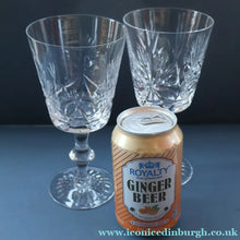 Load image into Gallery viewer, PAIR OF Vintage Edinburgh Crystal LARGE Water (or Red Wine) Goblet.  STAR OF EDINBURGH Pattern. 7 1/4 inches
