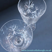 Load image into Gallery viewer, PAIR OF Vintage Edinburgh Crystal LARGE Water (or Red Wine) Goblet.  STAR OF EDINBURGH Pattern. 7 1/4 inches
