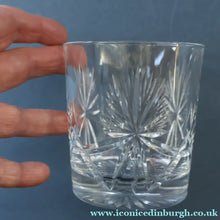 Load image into Gallery viewer, PAIR of Vintage Edinburgh Crystal Larger Old Fashioned Whisky Tumblers. STAR OF EDINBURGH. 3 1/2 inches
