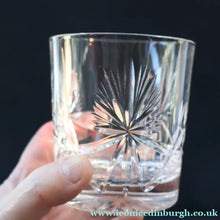 Load image into Gallery viewer, PAIR of Vintage Edinburgh Crystal Larger Old Fashioned Whisky Tumblers. STAR OF EDINBURGH. 3 1/2 inches
