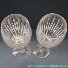 Load image into Gallery viewer, Pair of Vintage Edinburgh Crystal Tall CHAMPAGNE Flute Glasses. SYMPHONY PATTERN. 8 1/2 inches 
