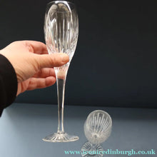 Load image into Gallery viewer, Pair of Vintage Edinburgh Crystal Tall CHAMPAGNE Flute Glasses. SYMPHONY PATTERN. 8 1/2 inches 
