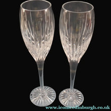 Load image into Gallery viewer, Pair of Vintage Edinburgh Crystal Tall CHAMPAGNE Flute Glasses. SYMPHONY PATTERN. 8 1/2 inches 
