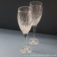 Load image into Gallery viewer, Pair of Vintage Edinburgh Crystal Tall CHAMPAGNE Flute Glasses. SYMPHONY PATTERN. 8 1/2 inches 
