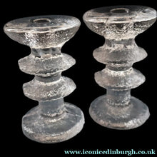 Load image into Gallery viewer, PAIR of Vintage Iittala FESTIVO Two Ring Candlesticks. Designed by Timo Sarpaneva - with etched TS initials on the base
