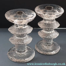 Load image into Gallery viewer, PAIR of Vintage Iittala FESTIVO Two Ring Candlesticks. Designed by Timo Sarpaneva - with etched TS initials on the base
