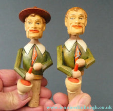 Load image into Gallery viewer, PAIR of Vintage Mid-Century Italiam ANRI Articulated Wooden Bottle Stoppers. - Vintage Bottle Stopper

