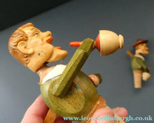 Load image into Gallery viewer, PAIR of Vintage Mid-Century Italiam ANRI Articulated Wooden Bottle Stoppers. - Vintage Bottle Stopper
