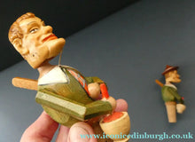 Load image into Gallery viewer, PAIR of Vintage Mid-Century Italiam ANRI Articulated Wooden Bottle Stoppers. - Vintage Bottle Stopper
