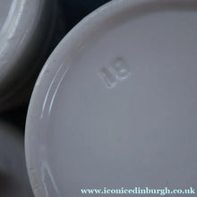 Load image into Gallery viewer, PAIR: Two Vintage Grimwades Style White Hooped Household Jars or Canisters LENTILS &amp; PEAS (black letters)
