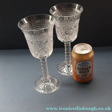 Load image into Gallery viewer, PAIR Vintage Edinburgh Crystal LARGE Red Wine Goblets. Fabulous KING JAMES Pattern. 8 1/2 inches (Code B)

