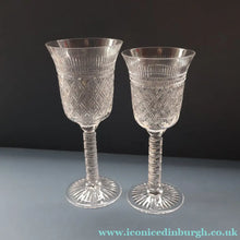 Load image into Gallery viewer, PAIR Vintage Edinburgh Crystal LARGE Red Wine Goblets. Fabulous KING JAMES Pattern. 8 1/2 inches (Code B)
