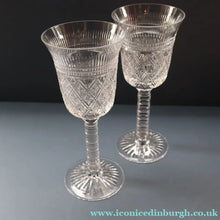 Load image into Gallery viewer, PAIR Vintage Edinburgh Crystal LARGE Red Wine Goblets. Fabulous KING JAMES Pattern. 8 1/2 inches (Code B)
