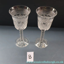 Load image into Gallery viewer, PAIR Vintage Edinburgh Crystal LARGE Red Wine Goblets. Fabulous KING JAMES Pattern. 8 1/2 inches (Code B)
