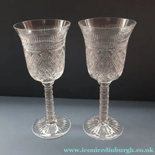 Load image into Gallery viewer, PAIR Vintage Edinburgh Crystal LARGE Water Goblets.  Fabulous KING JAMES Pattern. 9 inches (Code A)
