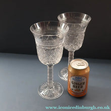 Load image into Gallery viewer, PAIR Vintage Edinburgh Crystal LARGE Water Goblets.  Fabulous KING JAMES Pattern. 9 inches (Code A)
