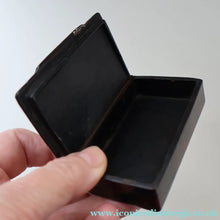 Load image into Gallery viewer, Papier Mâché Snuff Box with Faux Red &amp; Black Marblished Finish. Inscribed in gold: HELP YOURSELF
