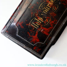 Load image into Gallery viewer, Papier Mâché Snuff Box with Faux Red &amp; Black Marblished Finish. Inscribed in gold: HELP YOURSELF
