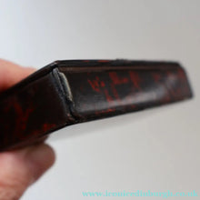 Load image into Gallery viewer, Papier Mâché Snuff Box with Faux Red &amp; Black Marblished Finish. Inscribed in gold: HELP YOURSELF
