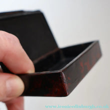 Load image into Gallery viewer, Papier Mâché Snuff Box with Faux Red &amp; Black Marblished Finish. Inscribed in gold: HELP YOURSELF
