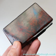 Load image into Gallery viewer, Papier Mâché Snuff Box with Faux Red &amp; Black Marblished Finish. Inscribed in gold: HELP YOURSELF
