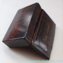 Load image into Gallery viewer, Papier Mâché Snuff Box with Faux Red &amp; Black Marblished Finish. Inscribed in gold: HELP YOURSELF
