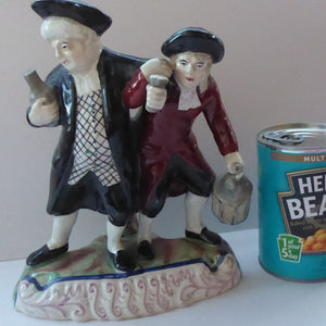 ANTIQUE Staffordshire Figure. The Drunken Parson & his Clerk or Night Watchman. 19th Century in Good Condition