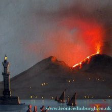 Load image into Gallery viewer, 1850s Antique PAIR OF Paintings of Naples and Vesusivus Erupting
