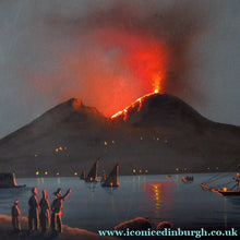 Load image into Gallery viewer, 1850s Antique PAIR OF Paintings of Naples and Vesusivus Erupting
