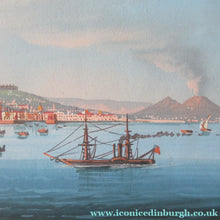 Load image into Gallery viewer, 1850s Antique PAIR OF Paintings of Naples and Vesusivus Erupting
