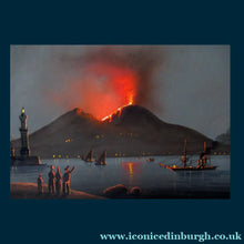 Load image into Gallery viewer, Pendant PAIR of Antique 19th Century NEAPOLITAN SCHOOL Paintings: 1/ Bay of Naples and 2/ Vesuvius Erupting
