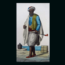 Load image into Gallery viewer, MALTESE ART. Early 19th Century Watercolour Costume Studies by Vincenzo Feneck. Algerian Ship's Captain

