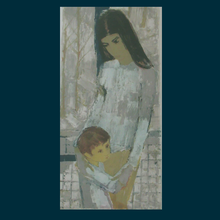 Load image into Gallery viewer, 1960s Original ANDRE PLISSON (1929 - 2016) Colour Lithograph. Pencil Signed &amp; Dated. Woman and Child
