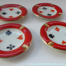 Load image into Gallery viewer, Polish CHODZIEZ Mid-Century Porcelain Ashtrays / Dishes. Four Playing Cards Design for BRIDGE

