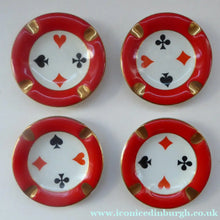 Load image into Gallery viewer, Polish CHODZIEZ Mid-Century Porcelain Ashtrays / Dishes. Four Playing Cards Design for BRIDGE

