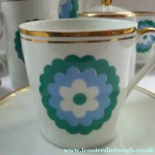 Load image into Gallery viewer, Vintage 1960s Polish Porcelain Coffee Set Abstract Blue Flowers
