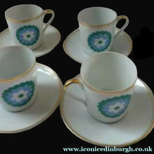 Load image into Gallery viewer, Vintage 1960s Polish Porcelain Coffee Set Abstract Blue Flowers
