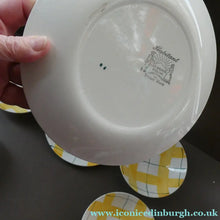 Load image into Gallery viewer, Popular 1950s FOUR Bowls and TWO Side Plates. Attractive Yellow HABITANT Pattern by Meakin
