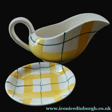 Load image into Gallery viewer, Popular 1950s Gravy Boat Plus Underplate. Attractive Yellow HABITANT Pattern by Meakin
