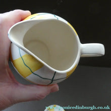 Load image into Gallery viewer, Popular 1950s Milk Jug (&amp; wee underplate) and Open Sugar Bowl. Attractive Yellow HABITANT Pattern by Meakin
