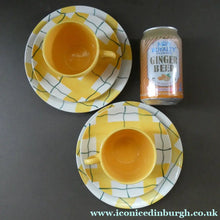 Load image into Gallery viewer, Popular 1950s Pair of Trios. Attractive Yellow HABITANT Pattern by Meakin Media 1 of 13
