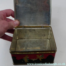 Load image into Gallery viewer, Pretty 1930s ART DECO Sweetie / Confectionary Tin with Cupids and Lovers in a French Louis XV Garden
