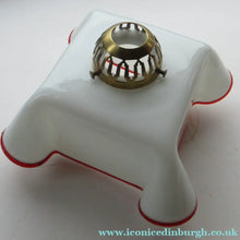Load image into Gallery viewer, Vintage French Glass Hanging Lamp Shade White and Red Milk Glass
