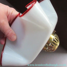 Load image into Gallery viewer, Vintage French Glass Hanging Lamp Shade White and Red Milk Glass
