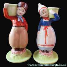 Load image into Gallery viewer, Dutch Boy and Girl Pair of Art Deco Candlesticks
