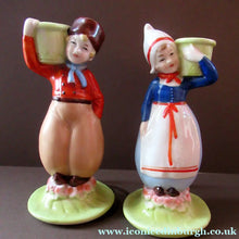 Load image into Gallery viewer, Dutch Boy and Girl Pair of Art Deco Candlesticks
